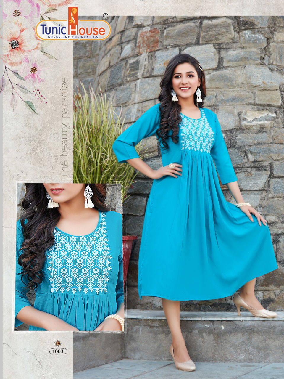 Tunic House Makhmali Fancy Designer Ethnic Wear Rayon Embroidery Kurti Collection